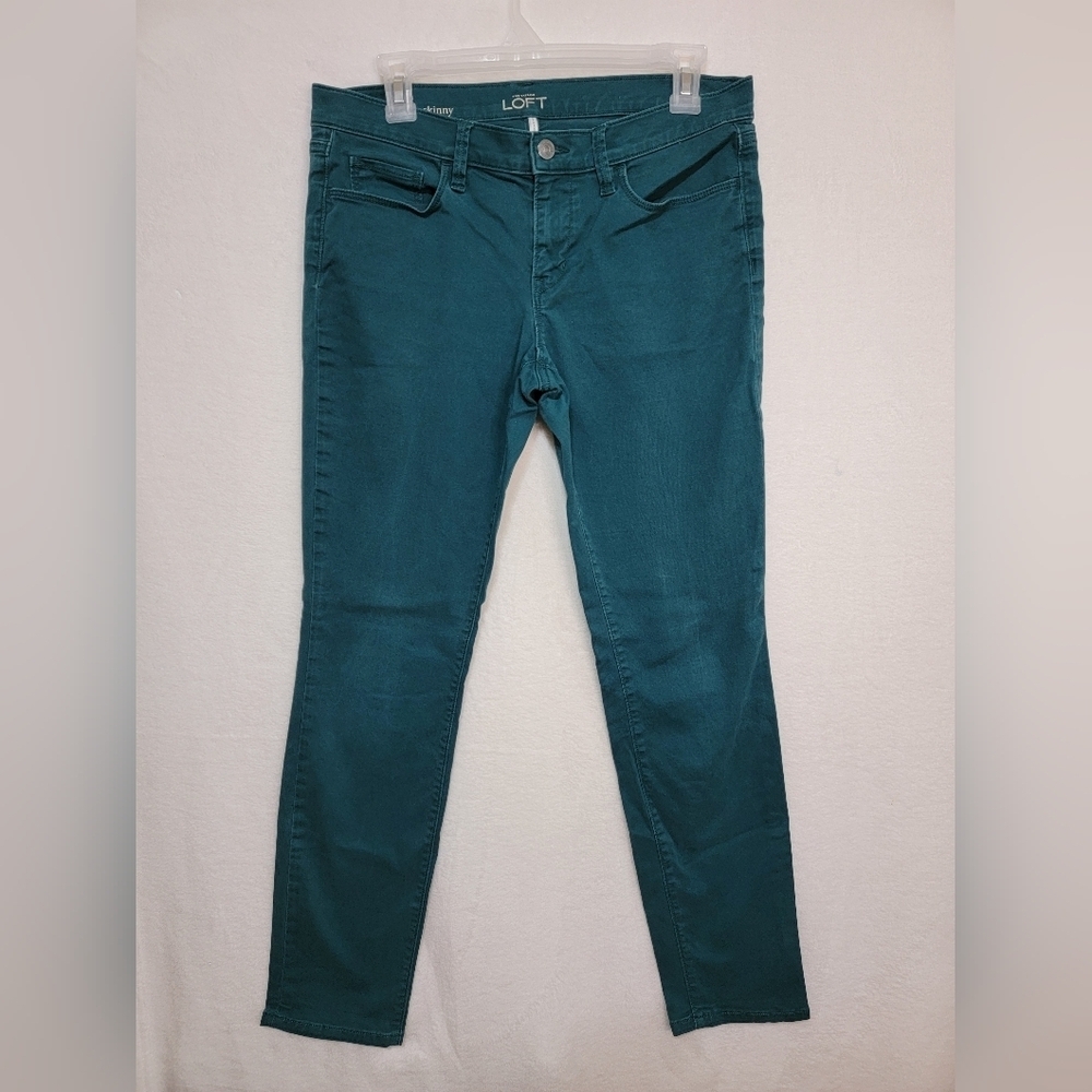 Ann Taylor LOFT Modern Skinny Pants Teal Green Size 28/6‎ Women Stretch Casual